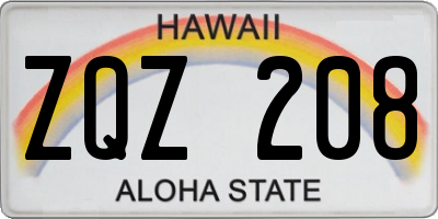 HI license plate ZQZ208
