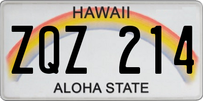 HI license plate ZQZ214