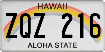 HI license plate ZQZ216