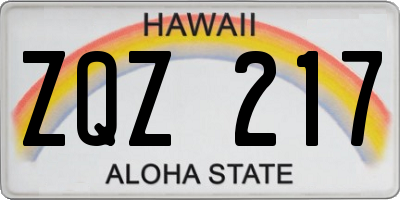 HI license plate ZQZ217