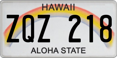 HI license plate ZQZ218
