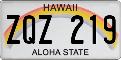 HI license plate ZQZ219