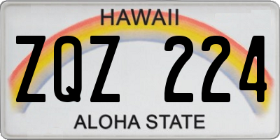 HI license plate ZQZ224