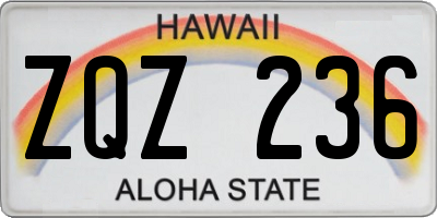 HI license plate ZQZ236