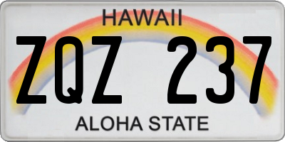 HI license plate ZQZ237
