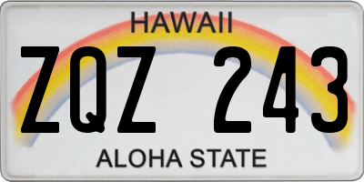 HI license plate ZQZ243