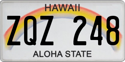 HI license plate ZQZ248