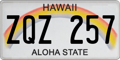 HI license plate ZQZ257