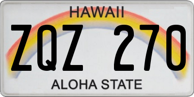 HI license plate ZQZ270
