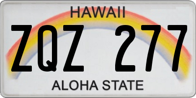 HI license plate ZQZ277