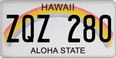 HI license plate ZQZ280