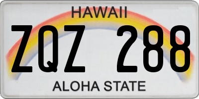 HI license plate ZQZ288