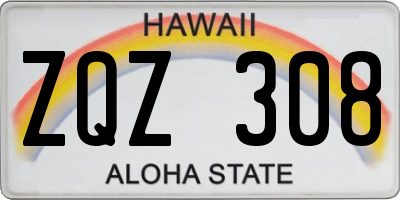 HI license plate ZQZ308