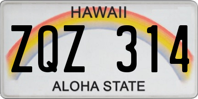 HI license plate ZQZ314