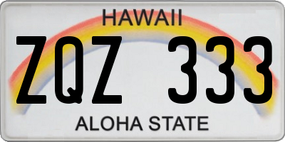 HI license plate ZQZ333