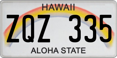 HI license plate ZQZ335