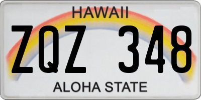 HI license plate ZQZ348