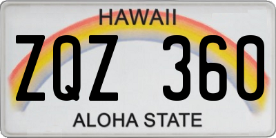 HI license plate ZQZ360