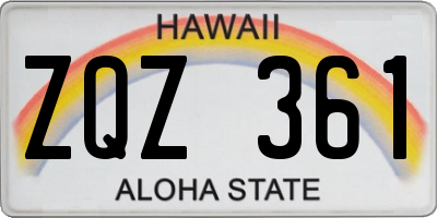 HI license plate ZQZ361