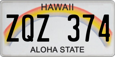 HI license plate ZQZ374