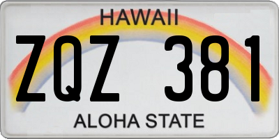 HI license plate ZQZ381