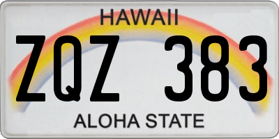 HI license plate ZQZ383