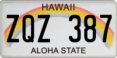 HI license plate ZQZ387
