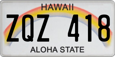 HI license plate ZQZ418
