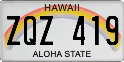 HI license plate ZQZ419