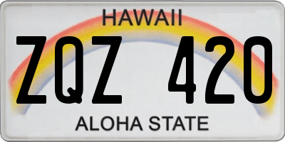 HI license plate ZQZ420
