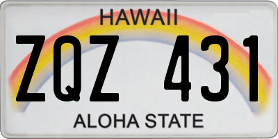 HI license plate ZQZ431