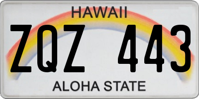 HI license plate ZQZ443
