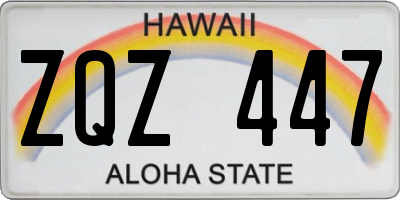 HI license plate ZQZ447