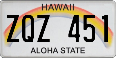 HI license plate ZQZ451