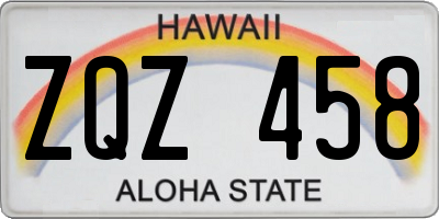 HI license plate ZQZ458