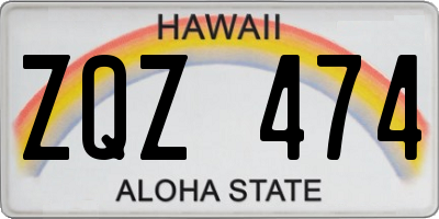 HI license plate ZQZ474