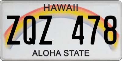 HI license plate ZQZ478