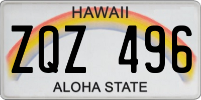 HI license plate ZQZ496