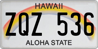 HI license plate ZQZ536