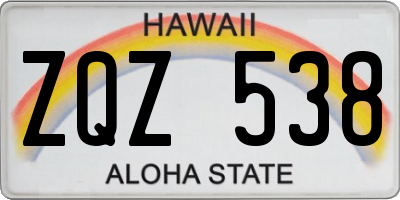 HI license plate ZQZ538