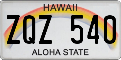 HI license plate ZQZ540