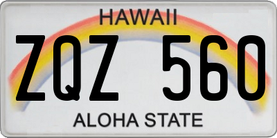 HI license plate ZQZ560