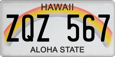 HI license plate ZQZ567