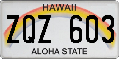 HI license plate ZQZ603