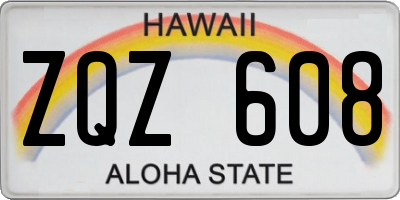 HI license plate ZQZ608