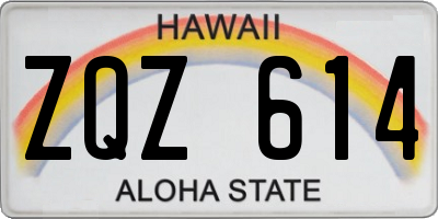 HI license plate ZQZ614