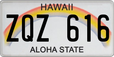 HI license plate ZQZ616