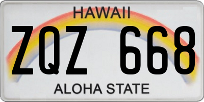 HI license plate ZQZ668