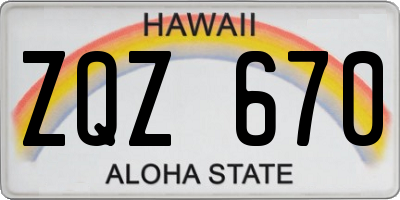 HI license plate ZQZ670