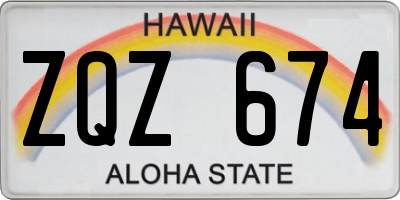 HI license plate ZQZ674